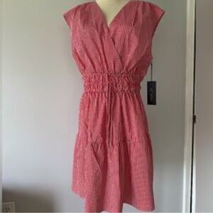Rachel Zoe NWT Red/White Gingham Cottage Core 100% Cotton Dress